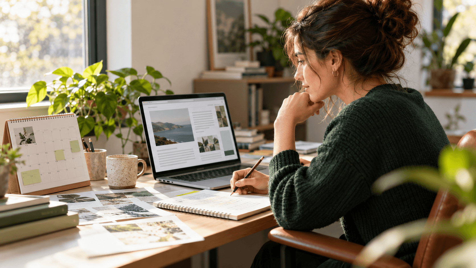 A content editor reviewing the date and sources of a digital article